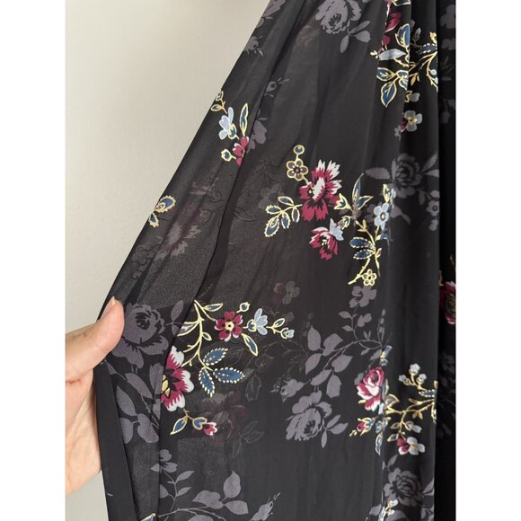 Torrid Black Floral Chiffon Pull On Maxi Skirt Holiday Rose Fairy Romantic NWT - Picture 5 of 8